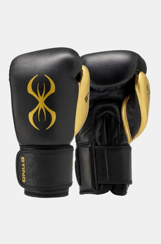 STING EVOLUTION HOOK & LOOP SPARRING GLOVES - BLACK/GOLD