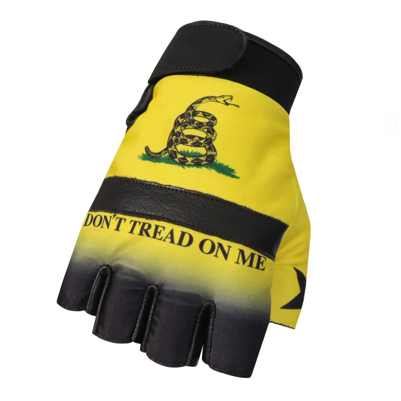 Warm Leathers GVM3011 Leather Don't Tread on Me Fingerless Gloves