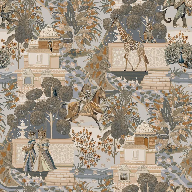 Animal Palace Navy/Orange Wallpaper 100-Piece Set