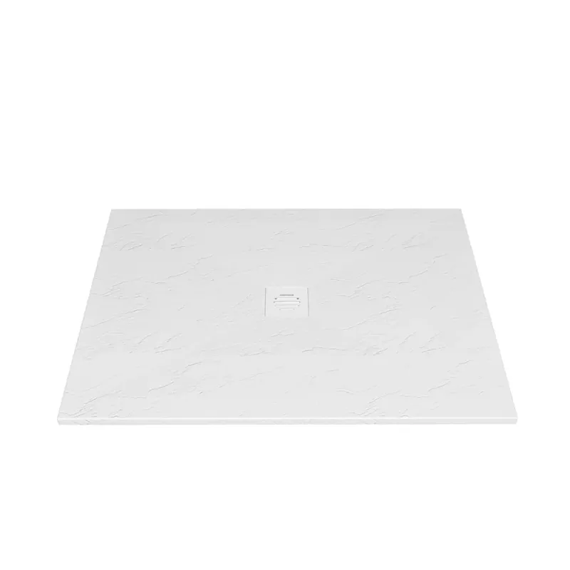 Base de douche zitta slate blanc mat drain central 60 x 36
