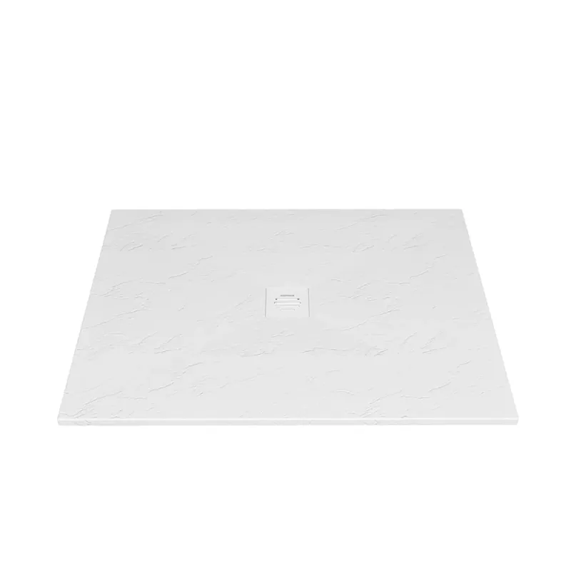 Base de douche zitta slate blanc mat drain central 48 x 36