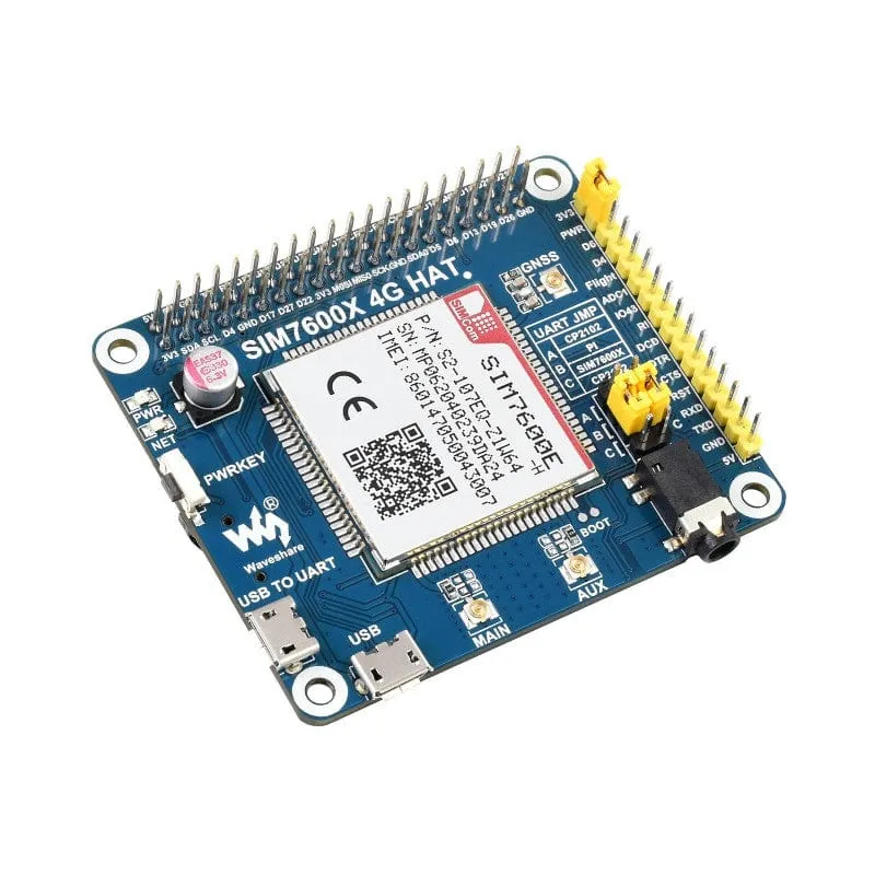 SIM7600E-H 4G HAT Raspberry Pi (LTE Cat-4)
