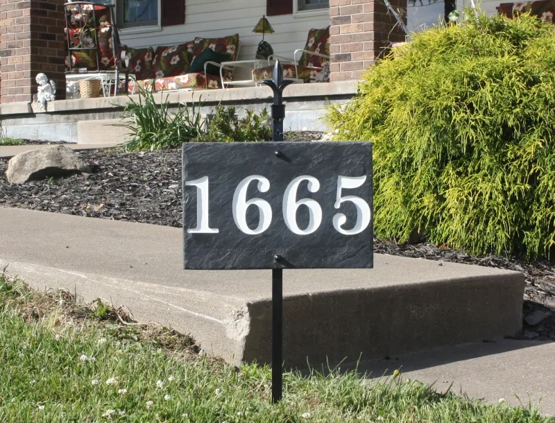 Rectangle Hand-carved Slate House Number Sign
