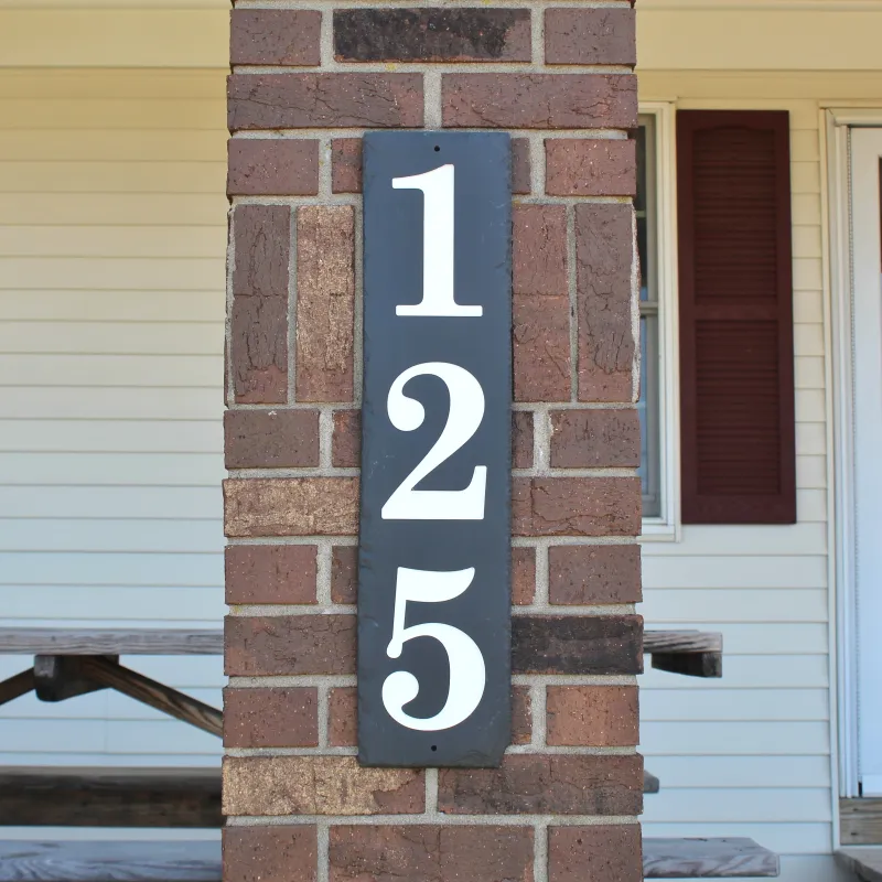 Skinny Rectangle Hand-carved Slate House Number Sign