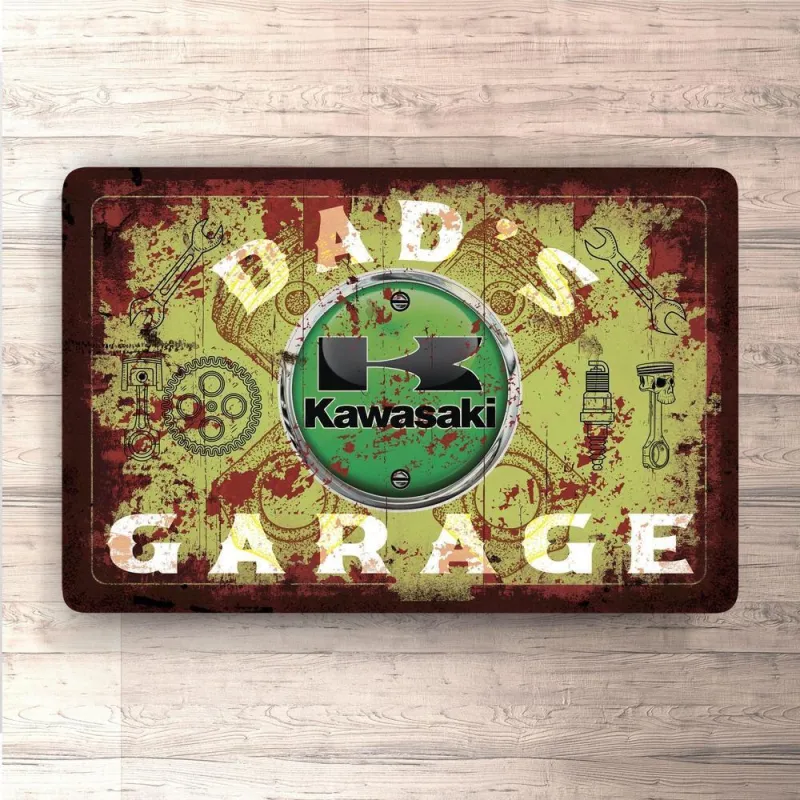 Kawasaki Dads Garage Antique Signs, Mouse Pad, Doormat