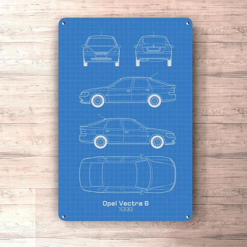 Opel Vectra B 5 Door 1999 Blueprint Signs, Mouse Pad, Door Mat