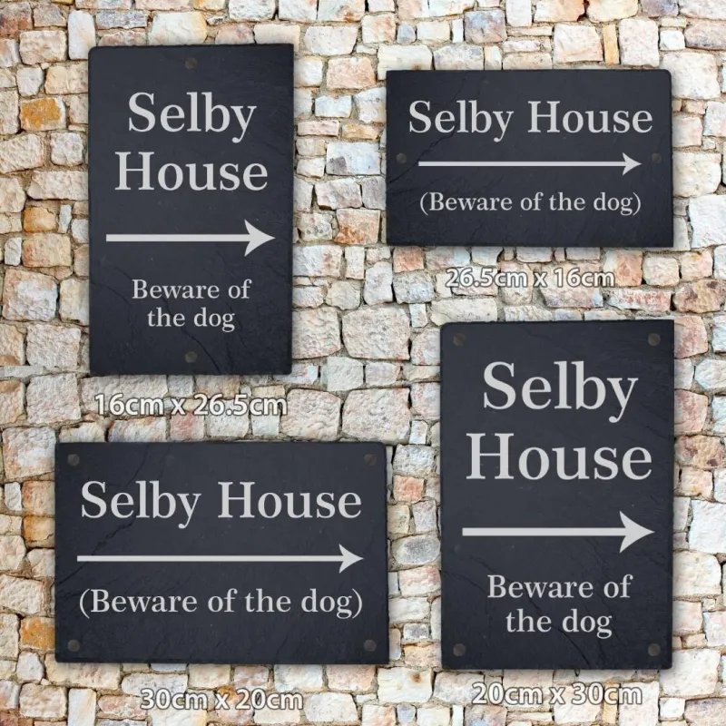 Personalised Slate Plaque House Door Name Sign Laser Carved design Stone Home Gift