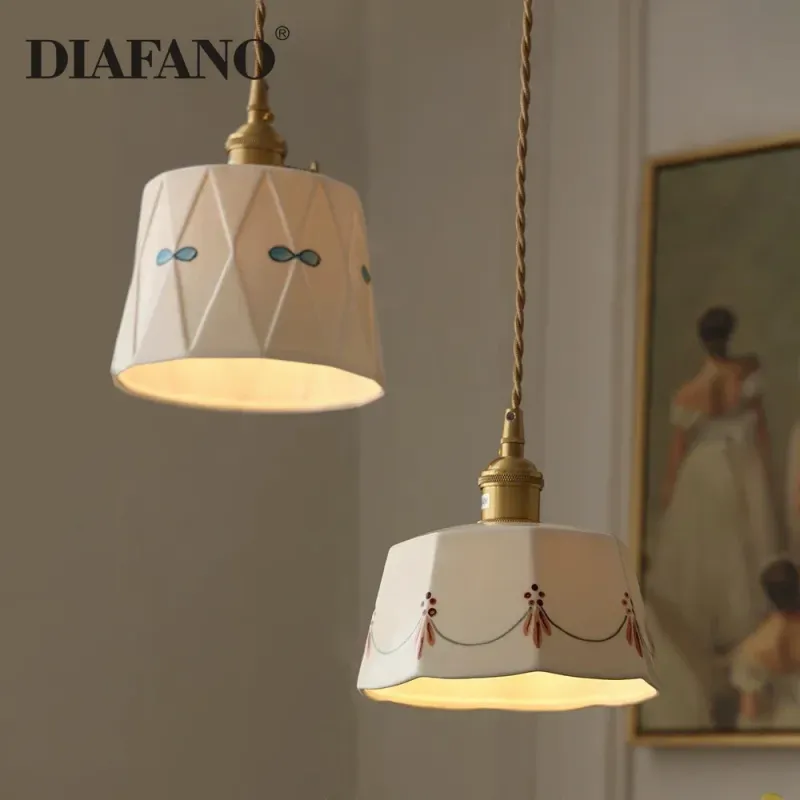 Afralia™ Ceramic Pendant Lights: Minimalist Nordic Dinning Room Hanging Lamp Home Decor