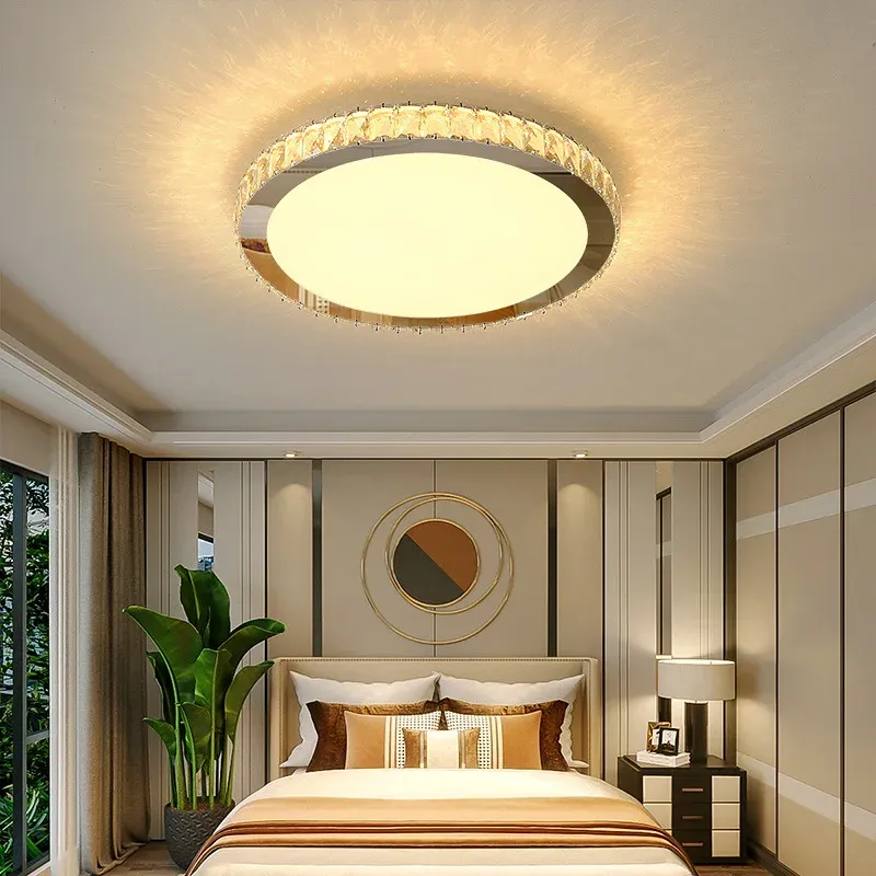 Afralia™ Crystal Round Ceiling Lamp: Nordic Light Exclusive LED Home Lighting Bedroom and Living Room 16 Color Modes