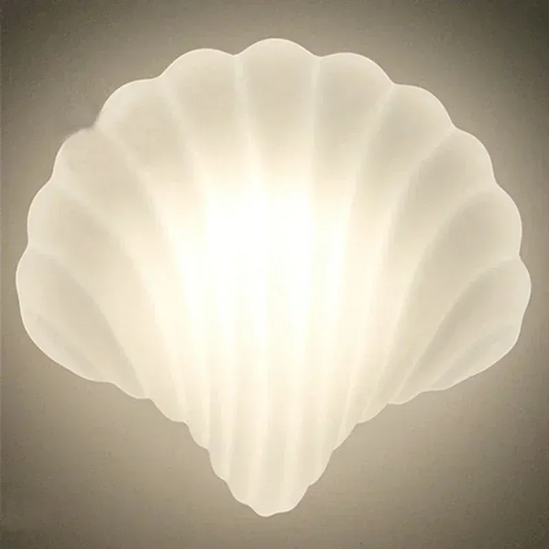 Afralia™ Minimalist Chalk Shell Glass Wall Lamps LED Lights Home Decor : Galaxy Projector