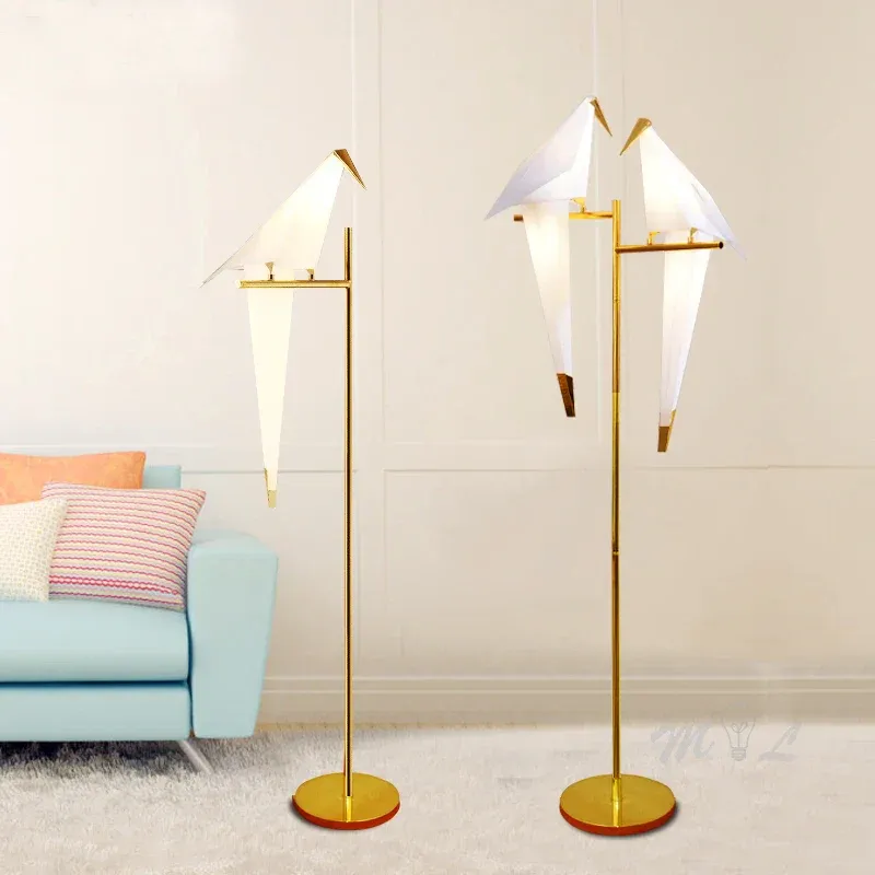 Battery Operated Afralia™ Gold Origami Bird Floor Lamp: Cutting-edge Home Decor and Reading Light