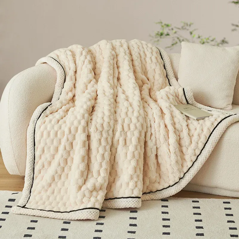 Afralia™ Double-Layer Peach Fleece Blanket: Super Soft Queen King Quilt Winter