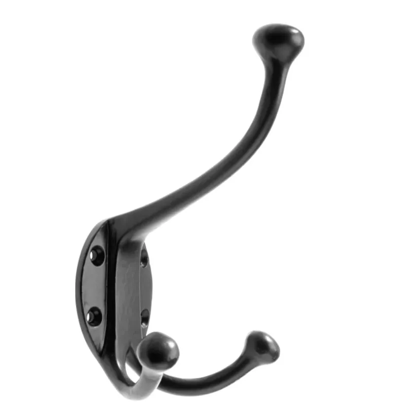 Cast Iron Classic Hat & Coat Hook Double | Midnight