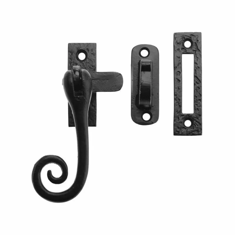 Cast Iron Curly Tail Window Casement Fastener Latch | Ebony