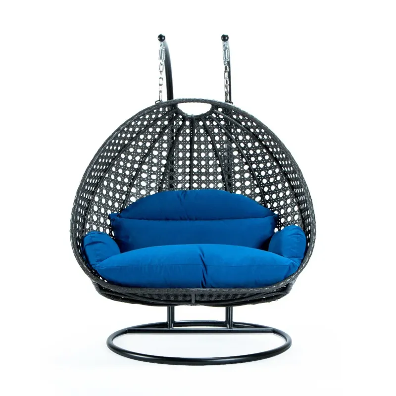 Current Charcoal Wicker Hanging Double Seater Egg Swing Chair