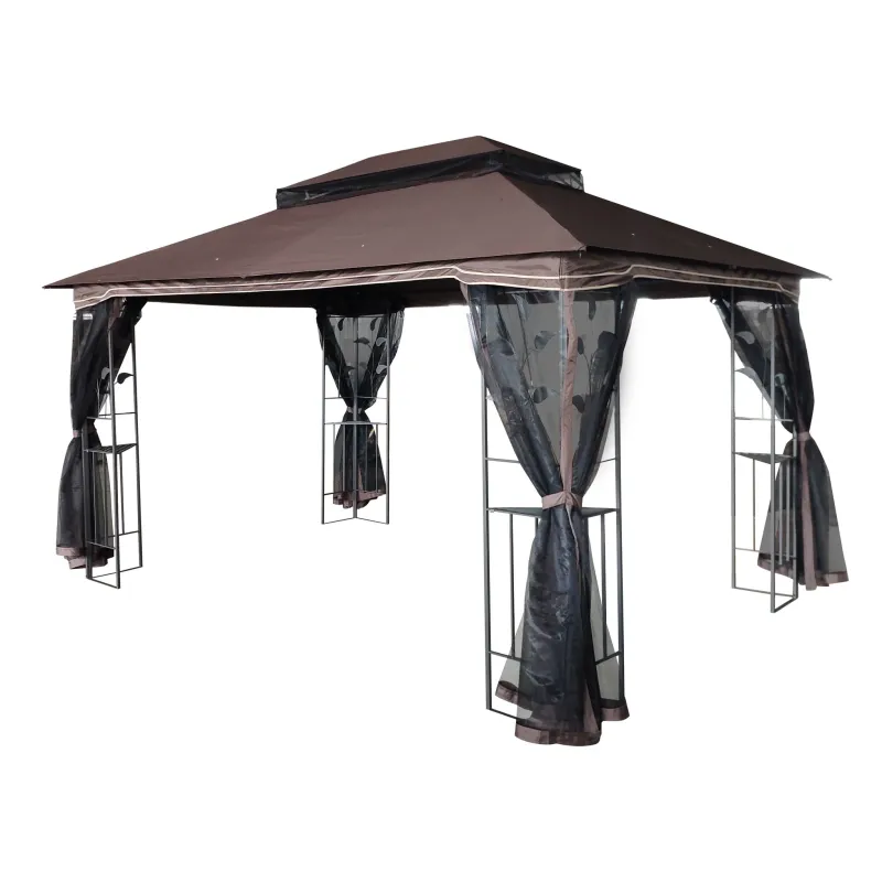 Patio Gazebo Tent Ventilated Paired Roof And Mosquito Net Backyard Or Garden
