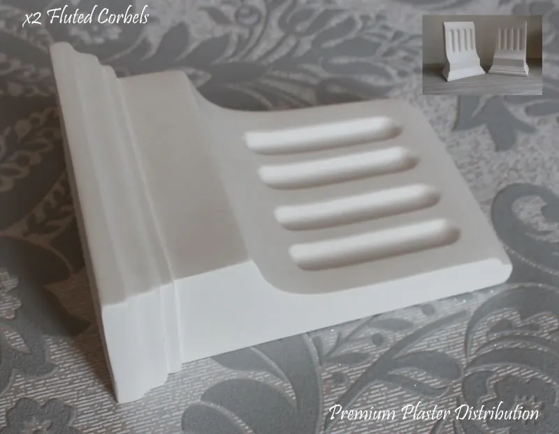 X2 Small Hand Produced Fluted Victorian Plaster Corbels 165mm x 122mm x 60mm