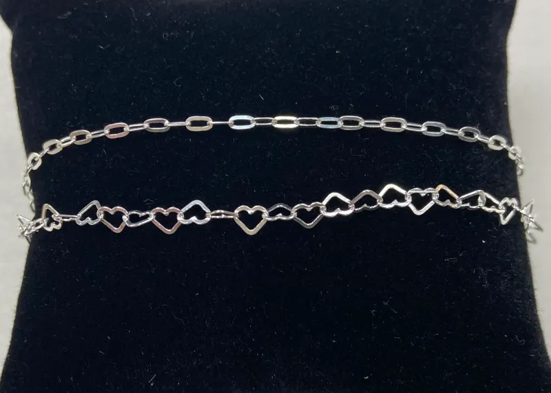Sterling Silver Paired Strand Anklets