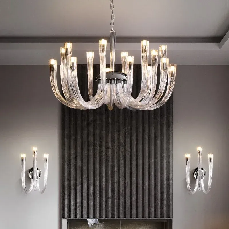 Afralia™ Glass Ceiling Chandelier: Posh U-Shaped Pendant Lamps