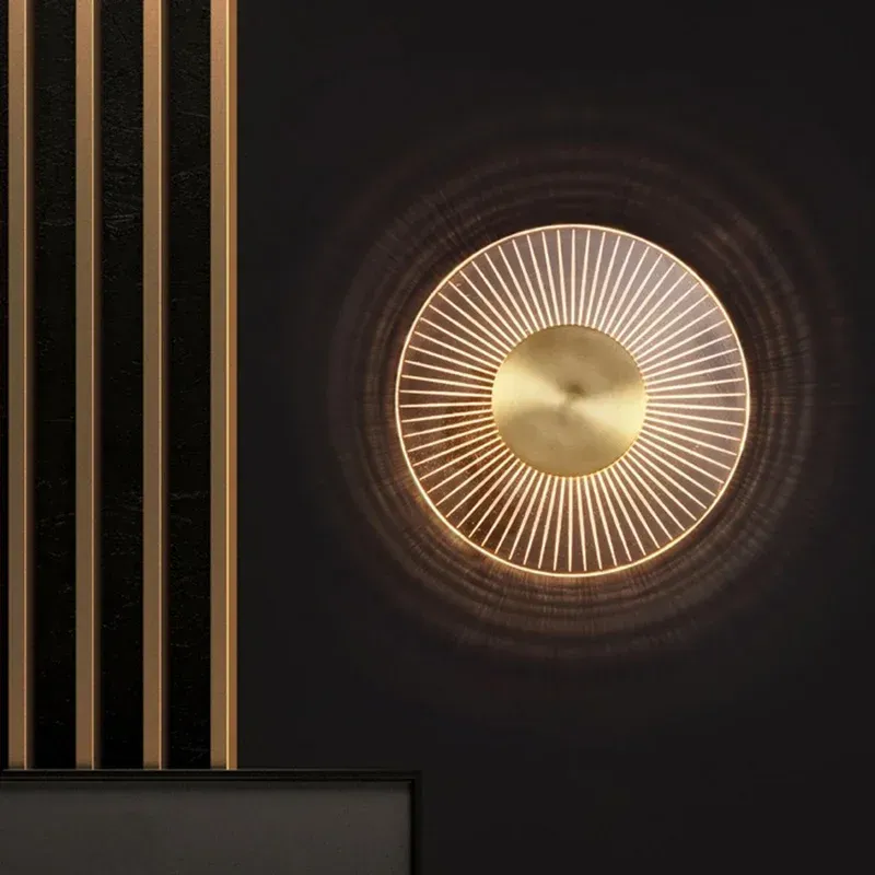 Afralia™ Gold LED Round Wall Lamp Sophisticated Indoor Lighting