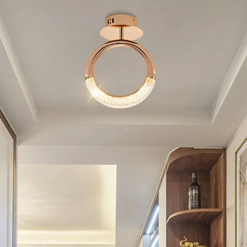 Afralia™ Rose Gold Alloy Ring Ceiling Lamp: Minimalist Nordic Design Indoor Lighting