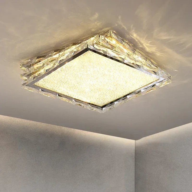 Plasma Ball Afralia™ Crystal Ceiling Lamp: Modern Gilded Light Luxury LED Square Chrome Indoor Lighting