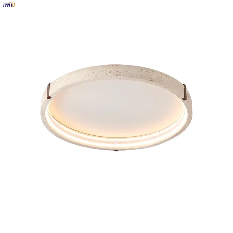 Afralia™ Wabi Sabi LED Ceiling Lamp Lemon Travertine Stone Hanging Lights