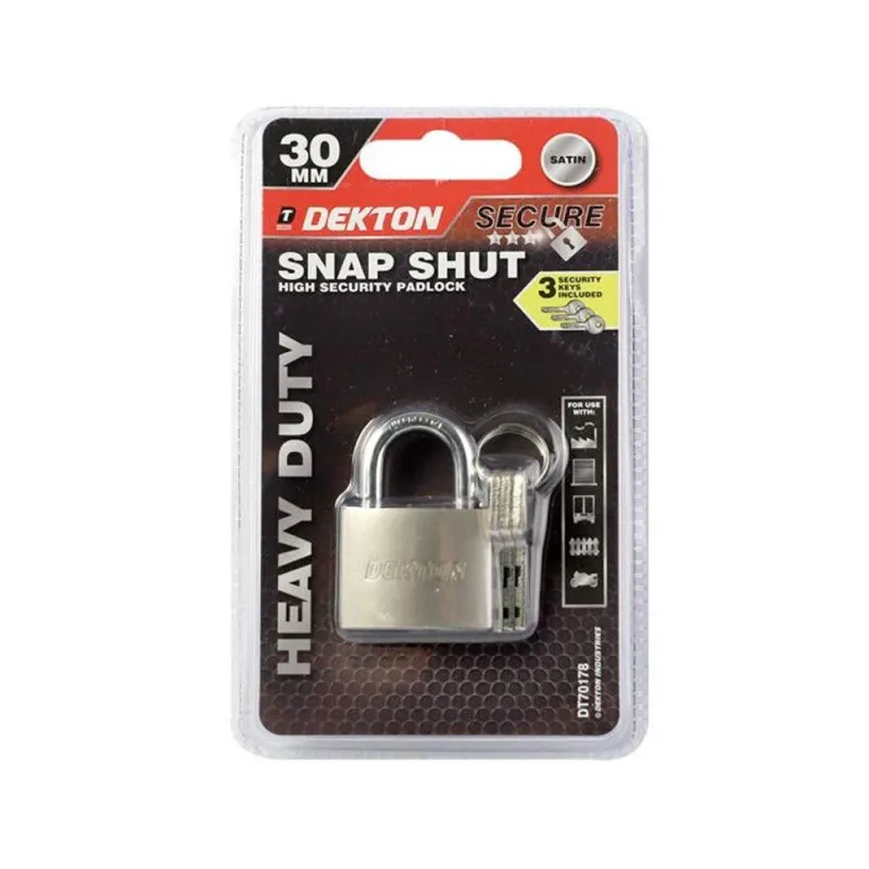 Dekton Heavy-use Satin Padlock | 30mm | Comes Three Security Keys