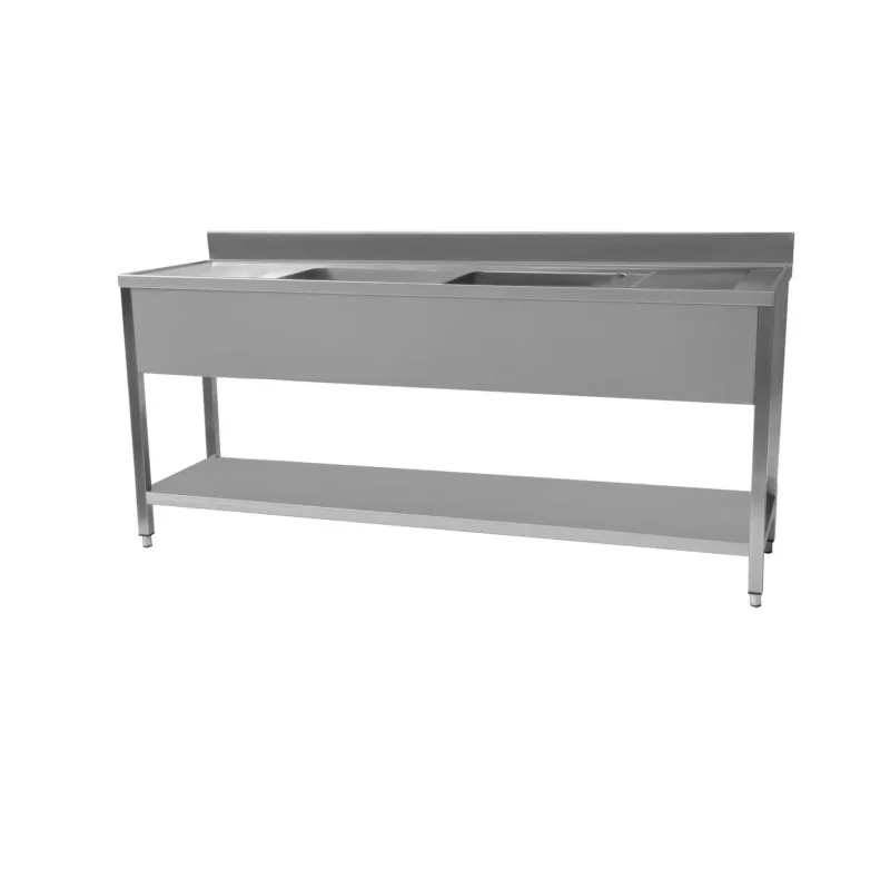 231028 - Stain-free Steel Sink 2000x700mm (WxD) Double Drain & Bowl