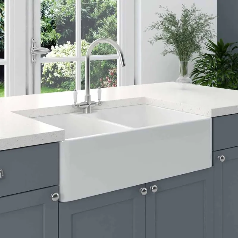 Astini Belfast 800 2.0 Bowl Alabaster Ceramic Kitchen Sink Waste Collection