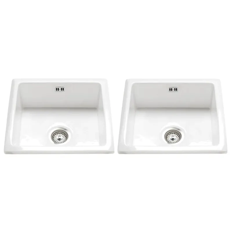 Astini Hampton 200 2.0 Bowl White Earthenware Undermount Kitchen Sink Waste