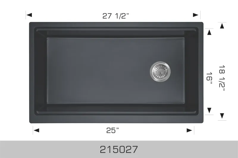 Bosco Granite Series 27 1/2" x 18 1/2" Singular Bowl Undermount or Drop- Kitchen Sink 215027