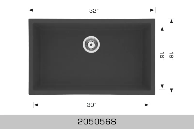 Bosco Granite Series 32" x 18" Sole Bowl Kitchen Sink Undermount 205056S