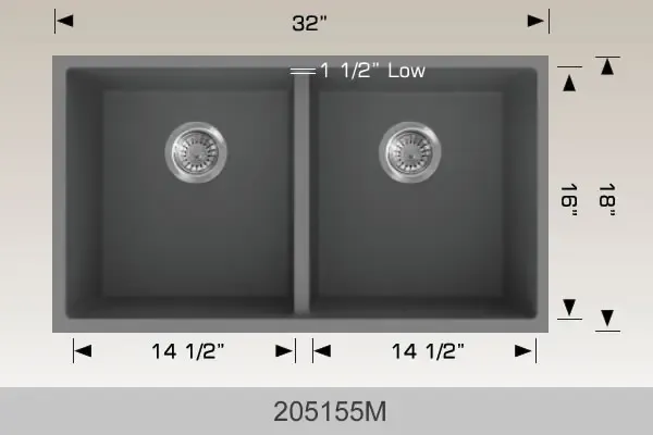 Bosco Granite Series 32″ x 18″ Undermount Kitchen Sink 205155M