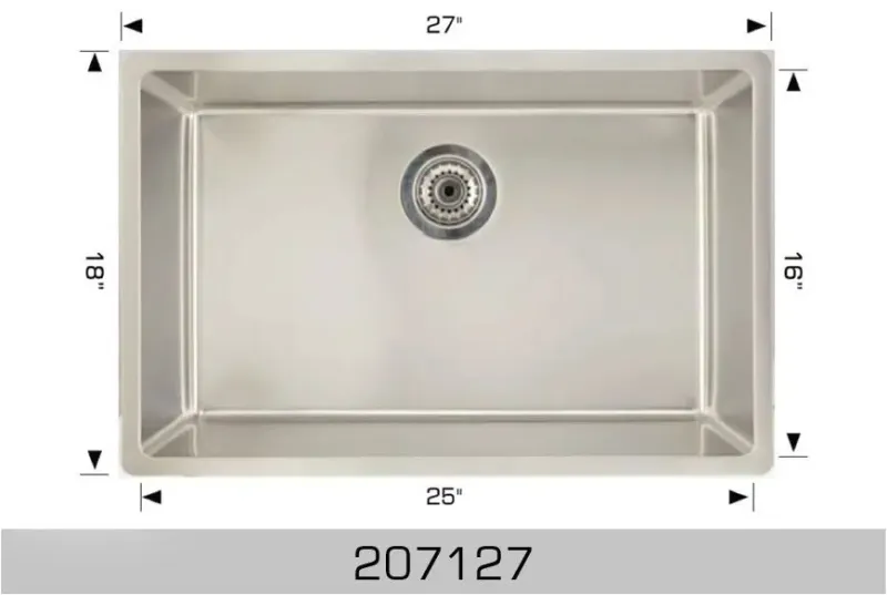 Bosco Standard Series 27 Inch Radius Corner Unitary Bowl Kitchen Sink 207127