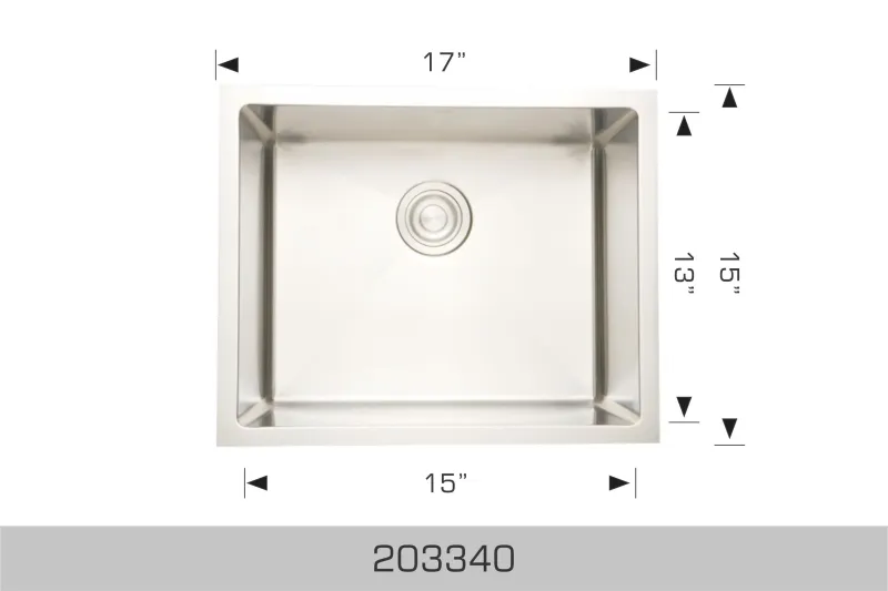 Bosco Titanium Series 17″ x 15″ Individual Bowl Kitchen Sink Radius Corner 203340 Plus