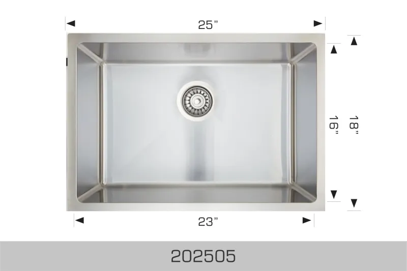 Bosco Universal Design Series 25" x 18" Singular Bowl Kitchen Sink Radius Corner 202505