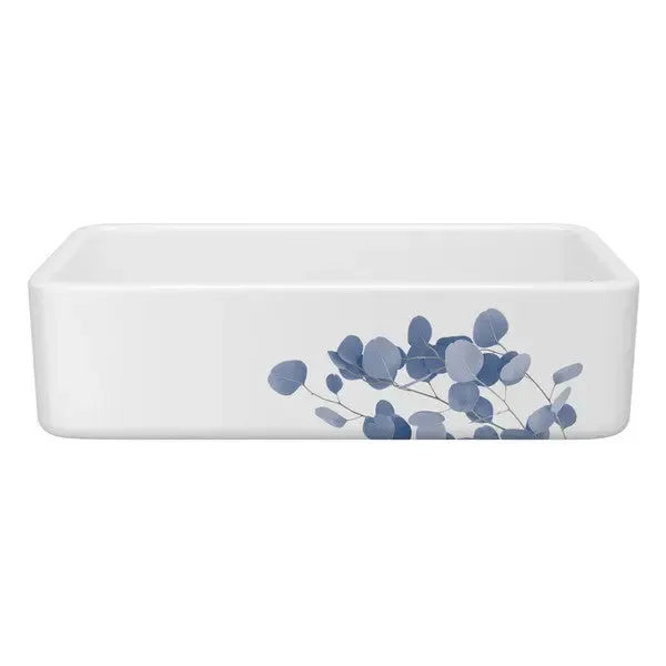 Lancaster™ 36" Singular Bowl Farmhouse Apron Front Fireclay Kitchen Sink Eucalyptus Design