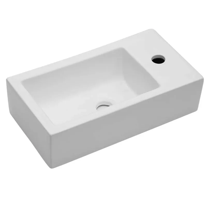 Modern Ceramic Rectangle Wall Mount Bathroom Sink Sole Faucet Hole