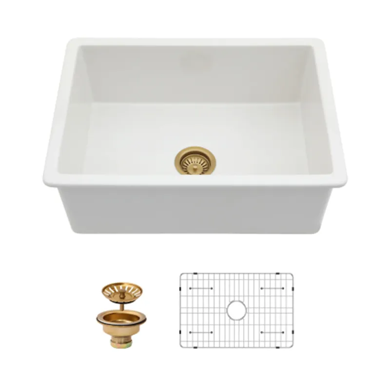 Undermount Singular Bowl Ceramic Kitchen Sink, Dual Mount
