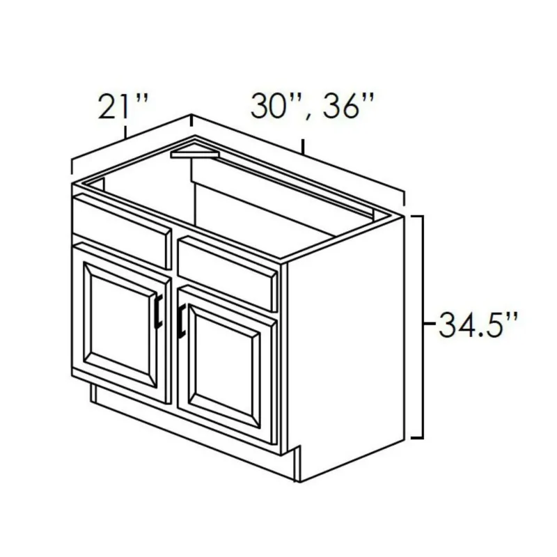 Vanity Sink Bases-Double Door Twofold Drawer Front Hickory Shaker
