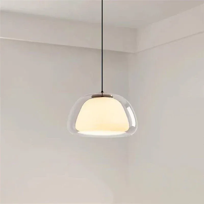 Afralia™ Contemporary Luxury Cream Glass Pendant Light Fixture Living Room & Kitchen