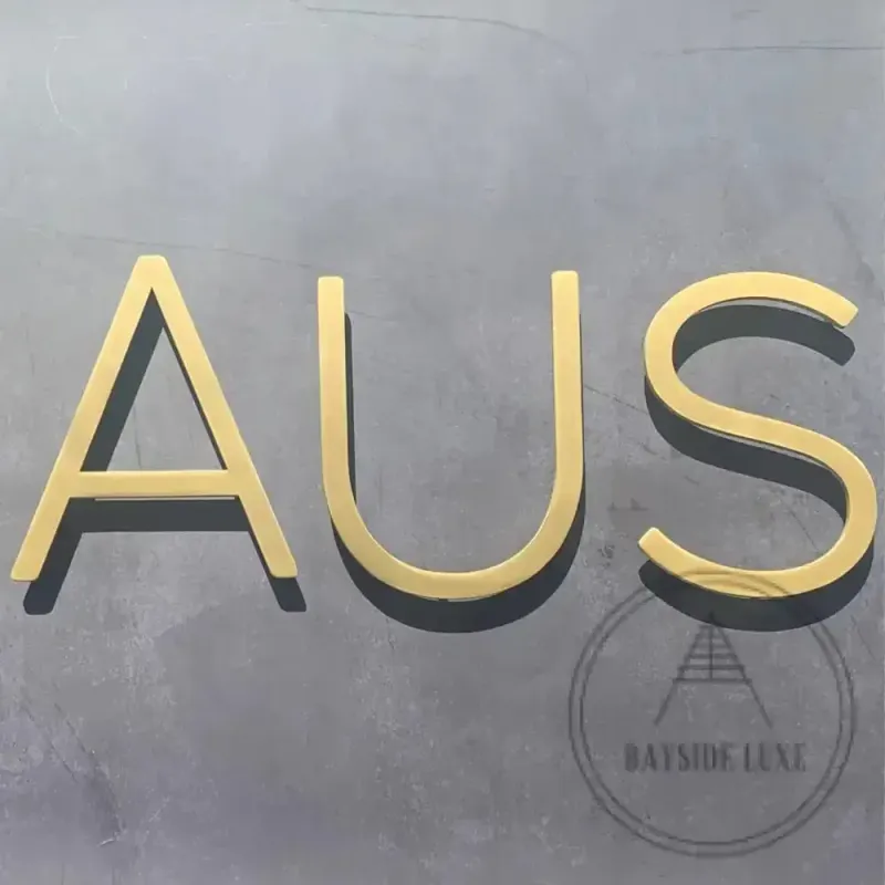 Bayside Luxe Signage - Robust Satin Brass Floating Numbers and Letters - Watson's Bay 20cm