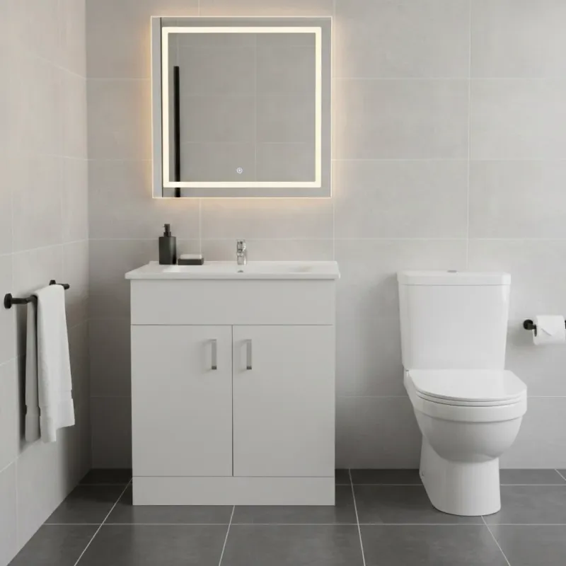 Troya 55cm Floor Standing Vanity Unit Gloss Pearl