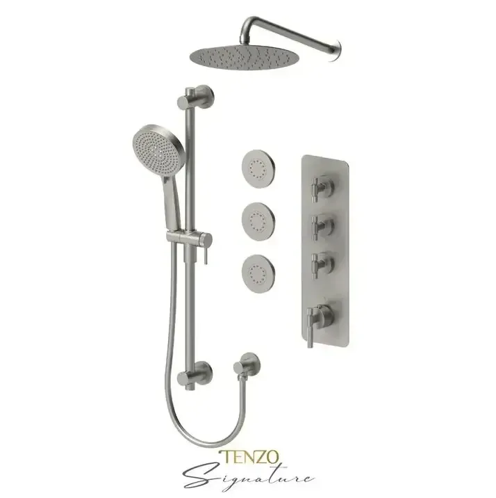 Wall Mount Tenzo Bellacio-F Thermostatic 3 Function Shower Faucet Body Jets