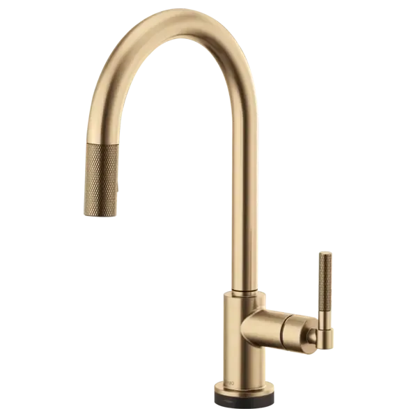 Commercial Grade Brizo Litze Arc Spout Pull-Down Kitchen Faucet Smarttouch Knurled Handle Luxe Aurum