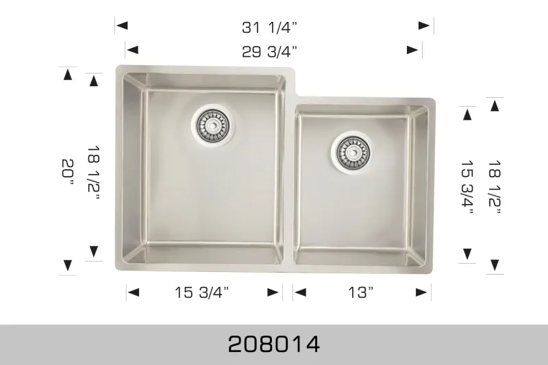 Bosco Builder Series 31 1/4″ x 20″ Radius Corner Kitchen Sink 208014
