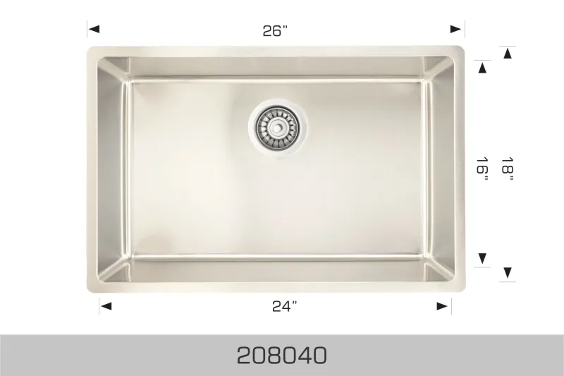 Bosco Builder Series 26″ x 18″ Radius Corner Kitchen Sink 208040