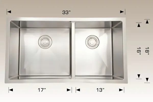 Bosco Luxurious Series 33" x 18" Radius Corner Kitchen Sink 203321M