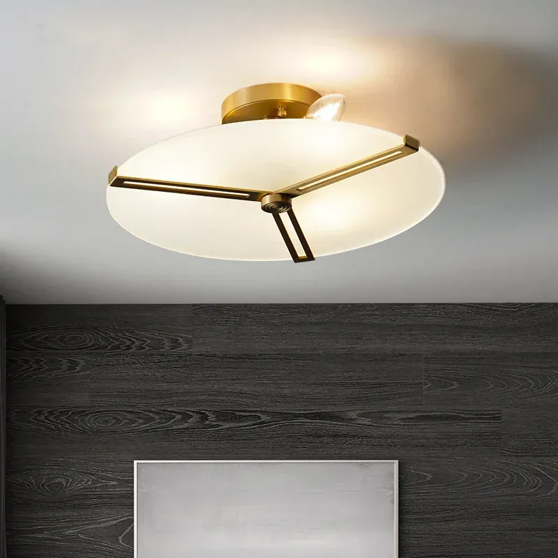 Afralia™ Marble Ceiling Buoyant Brass Finish Bedroom Decor Led Ceiling Lamp LED Bulbs